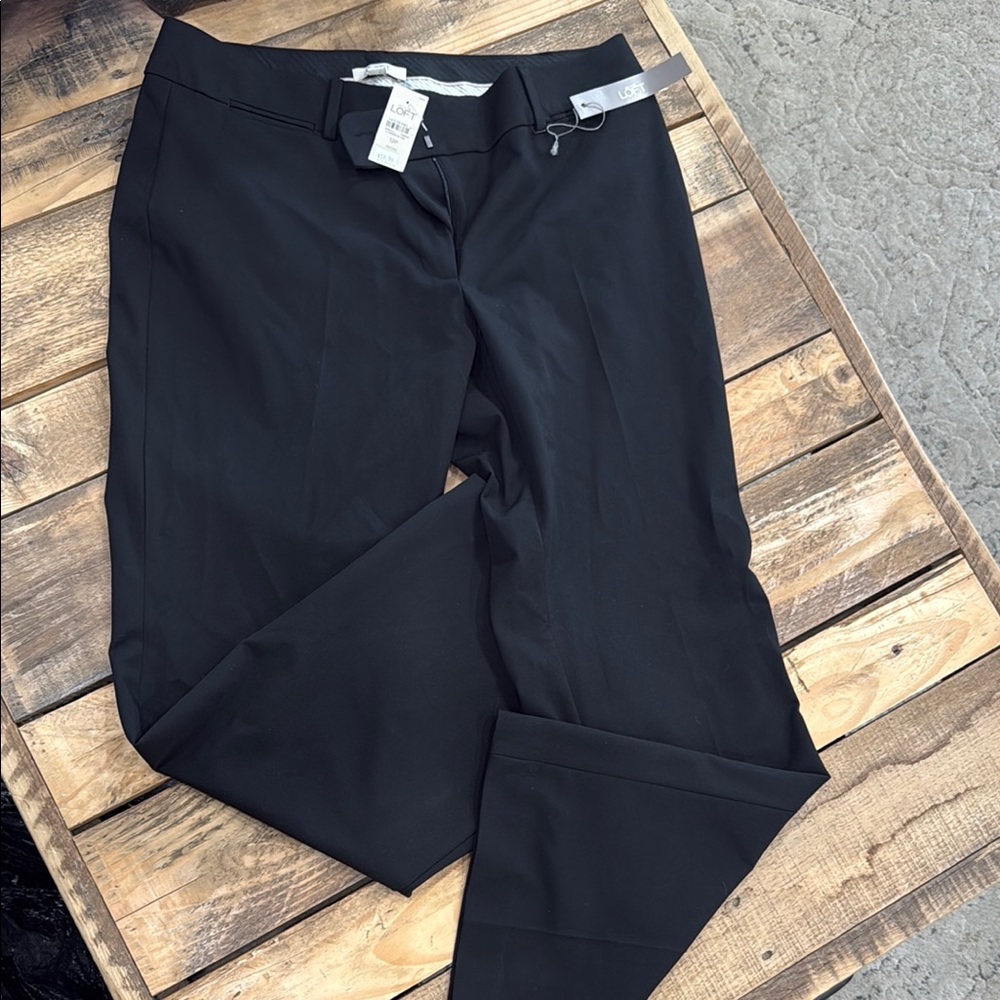 LOFT Black Classic Straight-Leg Pants